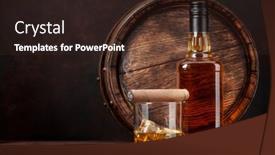 Presentation with scotch - Theme having scotch-whiskey-bottle-glass-cigar background and a wine colored foreground