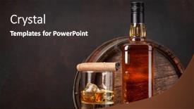  Presentation with scotch - Audience pleasing PPT layouts consisting of scotch-whiskey-bottle-glass-cigar backdrop and a dark gray colored foreground