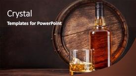  Presentation with scotch - PPT layouts having scotch-whiskey-bottle-glass-cigar background and a wine colored foreground