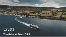  Presentation with cinematic - Cool new slide deck with scotland-brodick-ferry-terminus-aerial backdrop and a dark gray colored foreground