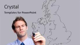  Presentation with map - Audience pleasing presentation consisting of scotland maps - businessman drawing a uk map backdrop and a light gray colored foreground