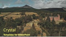  Presentation with historical heritage - Amazing PPT theme having scotland-ocean-landscape-shore-aerial backdrop and a tawny brown colored foreground