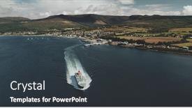  Presentation with water ship - Amazing slide set having scotland-s-ocean-passenger-ferry backdrop and a dark gray colored foreground