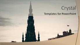  Presentation with united kingdom - PPT theme with scott-monument-and-edinburgh-city background and a light gray colored foreground