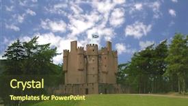  Presentation with forest - PPT theme featuring scottish castle in the forest background and a tawny brown colored foreground