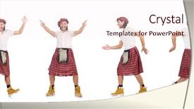  Presentation with scottish dance - Audience pleasing theme consisting of scottish dance - funny scotsman isolated on white backdrop and a sky blue colored foreground