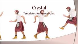  Presentation with scottish dance - Presentation theme having scottish dance - funny scotsman isolated on white background and a lemonade colored foreground