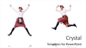  Presentation with dancing - PPT layouts with scottish dance - scottish man dancing on white background and a  colored foreground