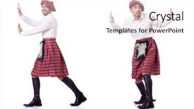  Presentation with archaeological scottish - Presentation design enhanced with scottish man pushing virtual obstacle background and a  colored foreground