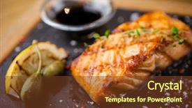  Presentation with soy sauce - Beautiful slide set featuring scottish salmon with soy sauce backdrop and a tawny brown colored foreground