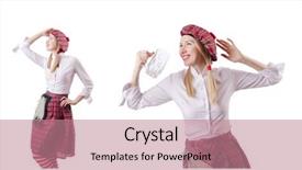  Presentation with kilt - Slides having scottish traditions concept with person wearing kilt background and a coral colored foreground
