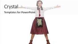  Presentation with scottish dance - Audience pleasing theme consisting of scottish woman isolated backdrop and a white colored foreground