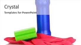  Presentation with sponges - Audience pleasing slides consisting of scouring powder with gloves and sponges isolated on white backdrop and a white colored foreground