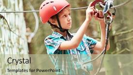  Presentation with scouting - PPT theme with scouting sports - boy at climbing activity background and a mint green colored foreground
