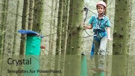 Presentation with scouting - Beautiful presentation theme featuring scouting sports - boy at climbing activity backdrop and a violet colored foreground