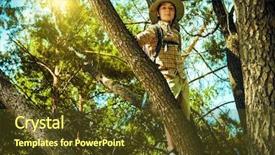  Presentation with boy scout - Slide deck featuring scouting sports - boy exploring nature background and a tawny brown colored foreground