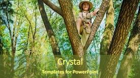  Presentation with scouting - Cool new slides with scouting sports - boy exploring nature backdrop and a tawny brown colored foreground