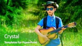  Presentation with traditional mode old vespa scooter - Cool new slide set with scouting sports - modern ten year old boy backdrop and a shamrock green colored foreground