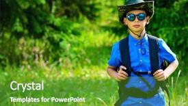  Presentation with outdoor activities - Colorful PPT theme enhanced with scouting sports - ten year old boy go backdrop and a tawny brown colored foreground