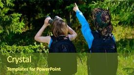  Presentation with outdoor activities - PPT layouts featuring scouting sports - two boys friends go hiking background and a tawny brown colored foreground