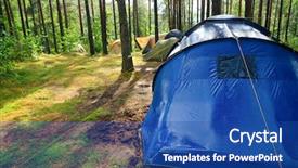  Presentation with campsite - Slides consisting of scouts camping - campsite in a sunny forest background and a ocean colored foreground