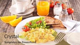  Presentation with orange juice - Beautiful slide deck featuring scrambled egg with orange juice backdrop and a  colored foreground