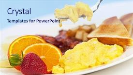  Presentation with breakfast - Presentation theme enhanced with scrambled eggs on a fork background and a sky blue colored foreground