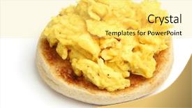  Presentation with muffin - Amazing PPT layouts having scrambled eggs on english muffin backdrop and a  colored foreground