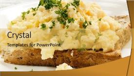  Presentation with fresh toast sandwiches egg - Cool new presentation with scrambled eggs on toast garnished backdrop and a yellow colored foreground