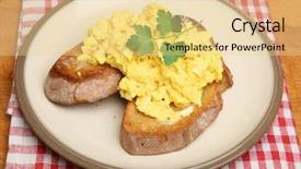  Presentation with bread - Theme featuring scrambled eggs on toasted artisan background and a  colored foreground