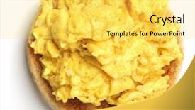  Presentation with muffin - Beautiful PPT theme featuring scrambled eggs on toasted muffin backdrop and a yellow colored foreground