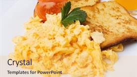  Presentation with white plate - Slide set featuring scrambled eggs served with toasted background and a yellow colored foreground
