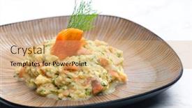  Presentation with salmon - PPT theme enhanced with scrambled-eggs-with-smoked-salmon background and a coral colored foreground