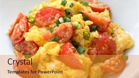  Presentation with chinese food - Beautiful presentation featuring scrambled eggs with tomatoes chinese backdrop and a gold colored foreground