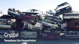  Presentation with cars - PPT layouts enhanced with scrap - stacked cars in junkyard background and a ocean colored foreground