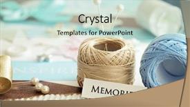  Presentation with craft - Presentation theme featuring scrap booking craft tools background and a soft green colored foreground