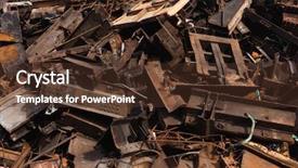  Presentation with scrap metal - Slide set with scrap metal heap background and a tawny brown colored foreground