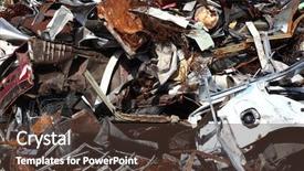  Presentation with scrap metal - Amazing slide set having scrap metal pile backdrop and a tawny brown colored foreground
