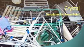  Presentation with metal recycling - PPT theme enhanced with scrap metal waste background and a tawny brown colored foreground