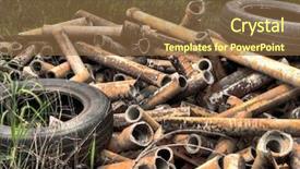  Presentation with recycle - Amazing presentation having scrap tire recycle - old pneumatics with rusty rods backdrop and a  colored foreground
