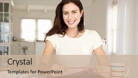  Presentation with scrapbooking - Slides featuring scrapbook - woman scrapbooking background and a soft green colored foreground