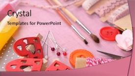  Presentation with scrapbooking - Cool new theme with scrapbooking craft materials on bright background backdrop and a lemonade colored foreground