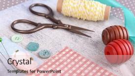  Presentation with scrapbooking - Amazing PPT theme having scrapbooking craft materials on bright background backdrop and a lemonade colored foreground