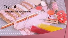  Presentation with scrapbooking - Presentation having scrapbooking craft materials on bright background background and a lemonade colored foreground