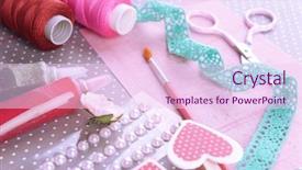  Presentation with scrapbooking - Amazing slide deck having scrapbooking craft materials on bright background backdrop and a pink colored foreground