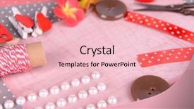  Presentation with scrapbooking - PPT theme with scrapbooking craft materials on bright background background and a lemonade colored foreground