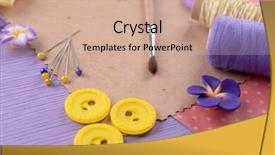  Presentation with scrapbooking - Slides with scrapbooking craft materials on bright background background and a coral colored foreground