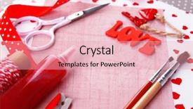  Presentation with scrapbooking - Theme consisting of scrapbooking craft materials on bright background background and a lemonade colored foreground