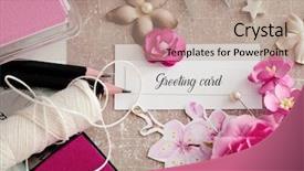  Presentation with scrapbooking - Amazing slide set having scrapbooking greeting card making details backdrop and a coral colored foreground