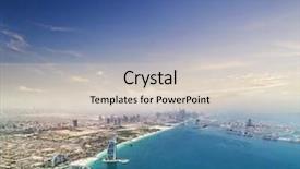  Presentation with dubai palm - Presentation enhanced with scraper - aerial view of dubai shore background and a lemonade colored foreground